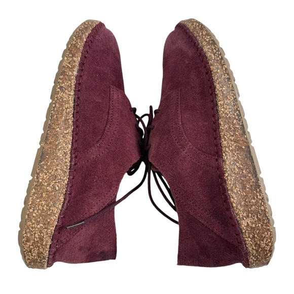 NWOB Birkenstock Gary Maroon Suede Leather Lace-Up Derby Shoes Women's Size 5 - Picture 6 of 16